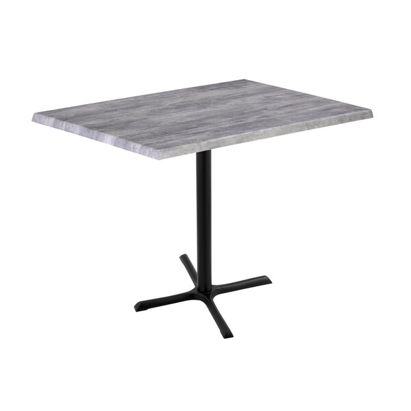 42" Tall OD211 Black Table Base 30" x 30" Foot 30" x 48" Greystone Top by the HollBar Stool Co.